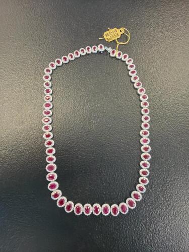 Platinum Ruby and diamond necklace, 38 carats of ruby, 10.84 carats of diamond