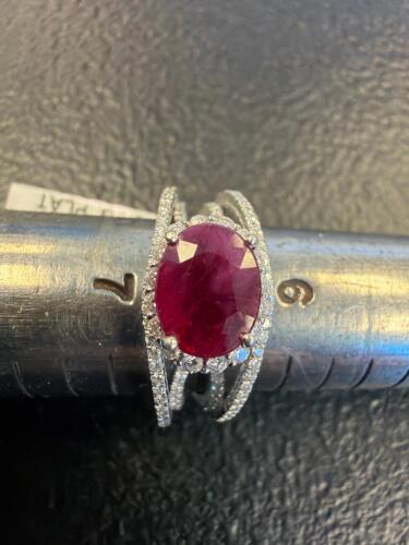 Platinum Burmese Ruby and diamond ring