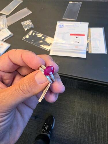 Burmese Ruby and diamond two ring set