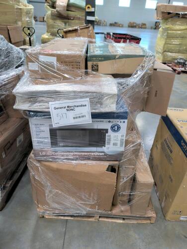 Pet playpen, canister dolly, furniture, microwave oven, LCD monitor, Tupelo furniture