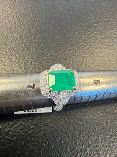 gym quality Brazilian emerald and diamond ring