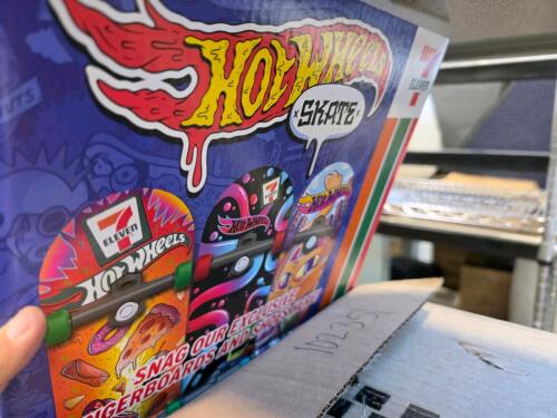 Approximately 60 Mattel hot wheels skateboards cobranded 711