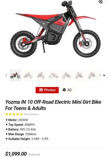 YOZMA IN 10 electric dirtbike, red