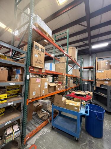 Three sections of pallet racking, does not include contents