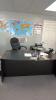 Main office room with contents including unlimited to tasks, computer, multiple printers, filing cabinet cabinets, LEXMARK XM 7163 printer, Shredder, Epson printer, multiple filing cabinets, utility cart, & More - 3