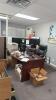 Main office room with contents including unlimited to tasks, computer, multiple printers, filing cabinet cabinets, LEXMARK XM 7163 printer, Shredder, Epson printer, multiple filing cabinets, utility cart, & More - 4