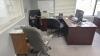 Main office room with contents including unlimited to tasks, computer, multiple printers, filing cabinet cabinets, LEXMARK XM 7163 printer, Shredder, Epson printer, multiple filing cabinets, utility cart, & More - 13