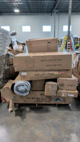 Sofa bed chair, rolled mattresses, right arm sofa, & More