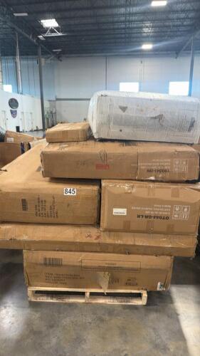 Queen mattress, miscellaneous furniture, velvet sofa bed, & More