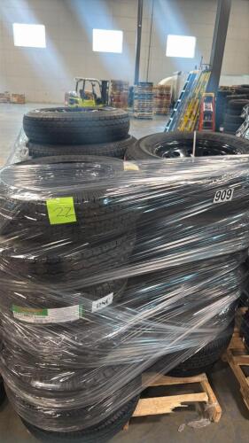 Approximately 22 tires with rims
