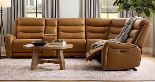 Cooper collection power reclining leather sectional, butternut