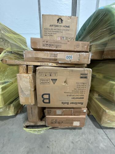 Storage boxes, reclining sofa piece, Tustin convertible chair, & More