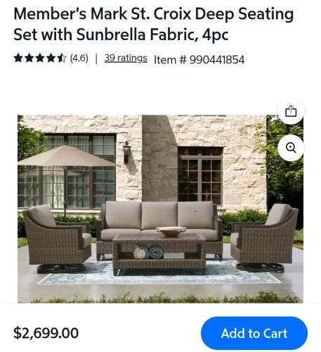 Saint Croix collection four piece deep seating set
