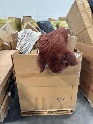 Large stuffed bear, magic mill, Electric standing, soccer ball trainer, showerhead, cups, floor MAT, & More