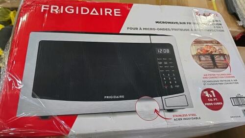 Frigidaire microwave, air cooler, CARLYLE filters, school of rope, mattress, box of chemical guys raging rhino smart one cleaner, and
