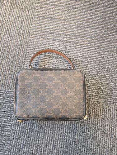 Celine Vanity box in Triomphe canvas and calf skin. authentic