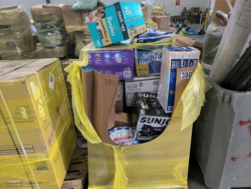 Big box store in the box: Bissell vacuum, Huggies wipes, sun Joe pressure washer, floor cleaner, facial tissue, plates, hefty straws, pedestal fan, tall planter, & More