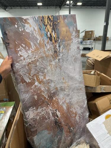 Miscellaneous pallet art, game, curtains, gloves, & More