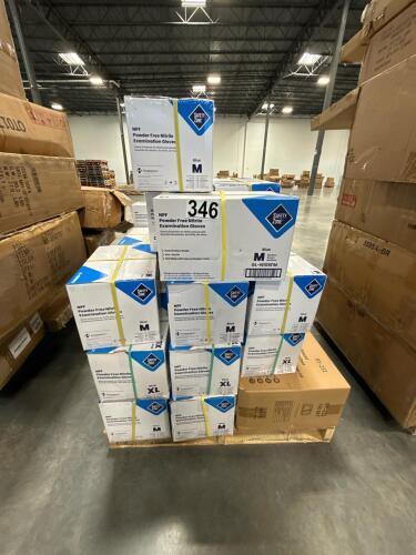Pallet of safety zone blue powder free examination gloves