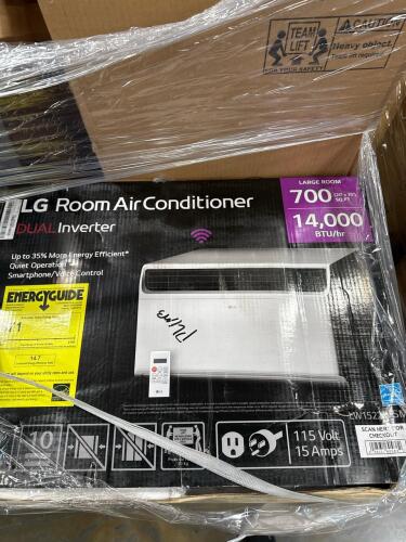 LG room, air conditioner, rolled mattress, and more