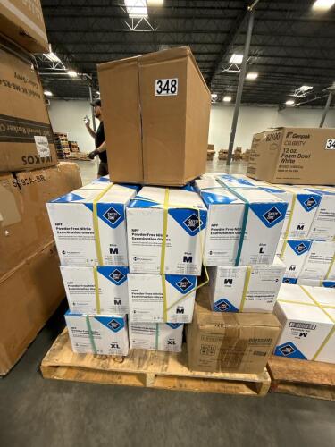Pallet of safety zone blue powder free examination gloves