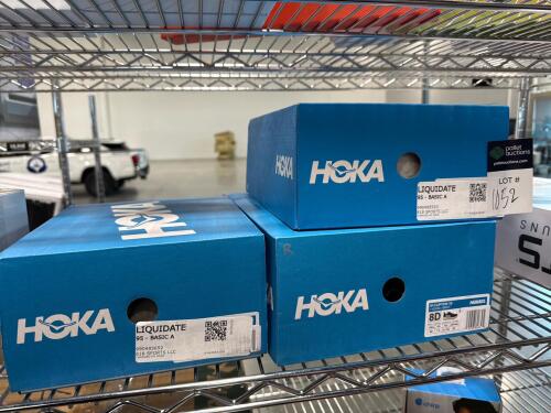Three pairs of HOKA shoes