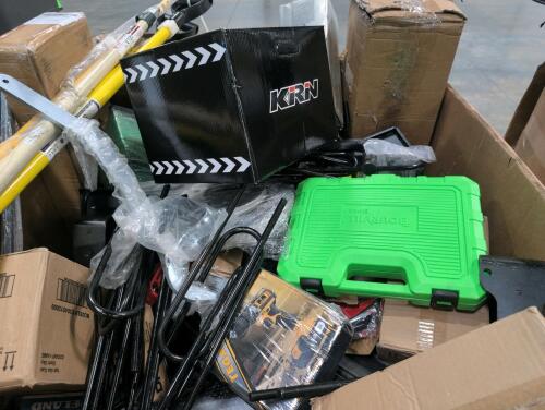 industrial and automotive items, Kirin motorcycle helmet, brake rotor, tooling, tegatol power drill, metal parts, chicken fence, Hobart 418 filler metals, Monroe shocks, garvee and more