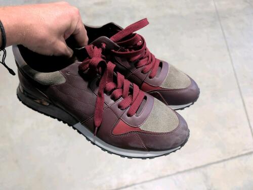 Leather Monogram Sneakers Louis Vuitton G0 0144 Shoes Run Away Burgundy, authentic size 7.5