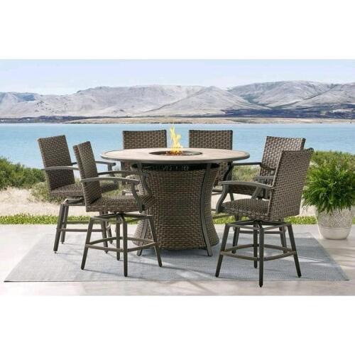 Highland collection seven piece counter height dining set, complete