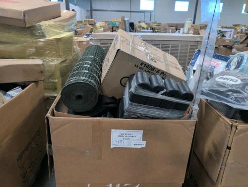 Plastic fencing, latching box, rolled material, miscellaneous furniture, tar paper, fishing pole, & More