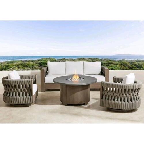 Halifax collection four piece deep sea cut with fire pit table, complete