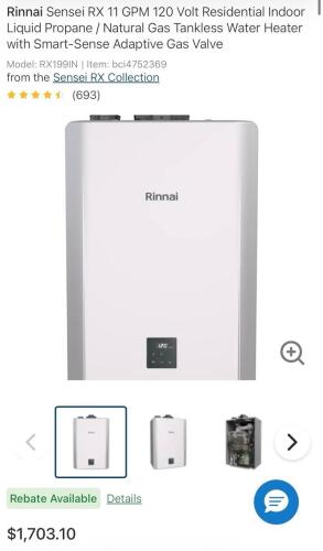 RINNAI condensing tankless water heater