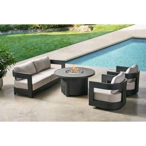 PALMERO collection four piece seating set with fire pit, complete