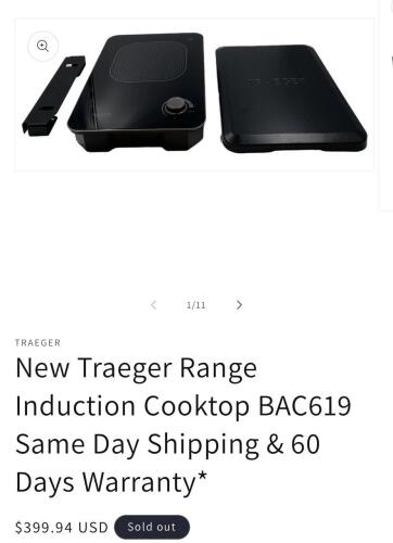2- induction range drop-in for Traeger, BAC619