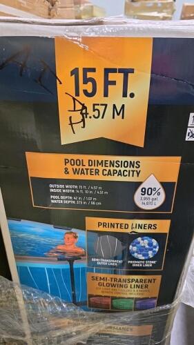 Swimming pool, large black trim pieces, miscellaneous furniture, table, & More