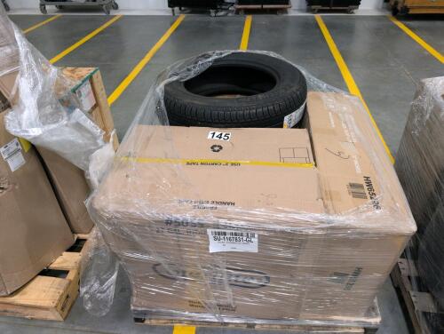 Tire, storage tote, seasons air conditioner, miscellaneous furniture