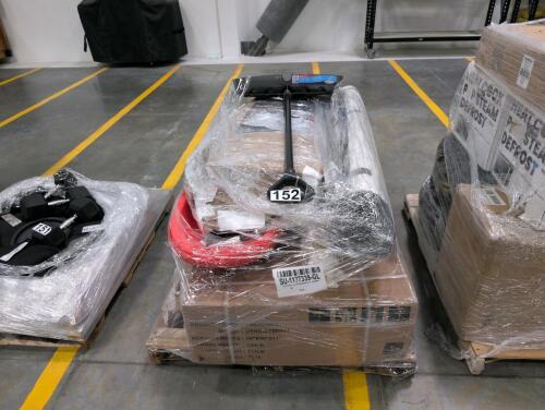 Snow shovel, treadmill, ladder stand, rolled material, sleds