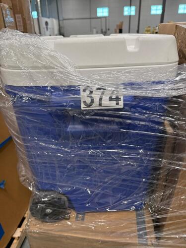 Umbrella display, cooler, mugs, misc furniture