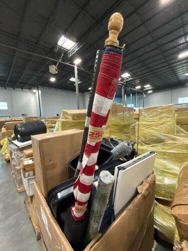 American flag pump and spigot, cushions, another items