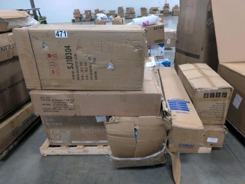12-In queen mattress, mustard, sofa, and miscellaneous furniture