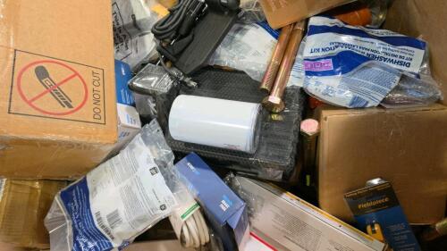 Industrial/automotive, large bolts, planter box, car parts, brake pads, glass setting tool kit, dock light, Bosch sander, & More