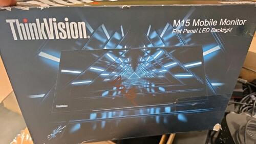 Electronics: ASUS portable monitor, words, charging cables, AMD, HOU portable screens, RYZEN5500,BLKIN surge protectors, MagSafe cable Apple, power adapter Apple, portable screen, keyboard, doorbells, star TSP 100 printer, Xbox controllers, cables, thinkP