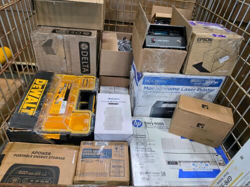 Electronics: ninja air fryer, multiple computer monitors MSI, Dell, 3-D printing filament, HPNV6555 printer, LUTRON radio power saver, outdoor Wi-Fi smart box, a power portable energy storage, speakers, DeWalt storage, and a slushy machine, & More
