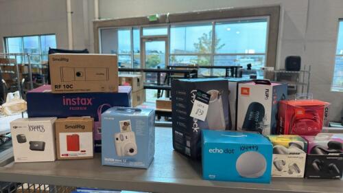Electronics including DGI Mike, small rig battery, INSTAX camera, speakers, BOSE & More