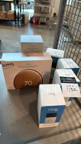 Nest indoor cam, nest thermostat, ring doorbells