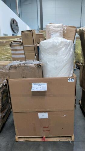 Mattress, trellis, umbrella, another mattress, rolled foam, shelving, and