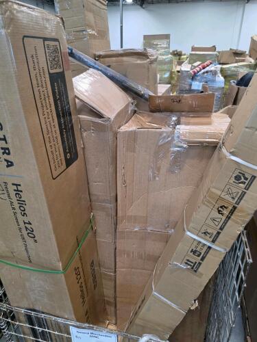 Closet made, spectra projection Helios 120 inch screen, tool port 100024, ex metal Support, fishing rod, & More
