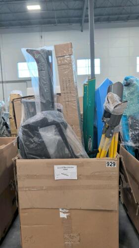 Kayak, post hole diggers, automotive parts, lounger, pelican Superflow hose, rolled material, ladder, & More