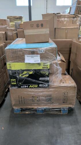 Ryobi 40v lawn mower, sofa, basketball hoop, pool float sensation, one door mini fridge, Beach picture frames and more