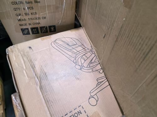 Double burner, office chair, deck boxes, bedding, and more